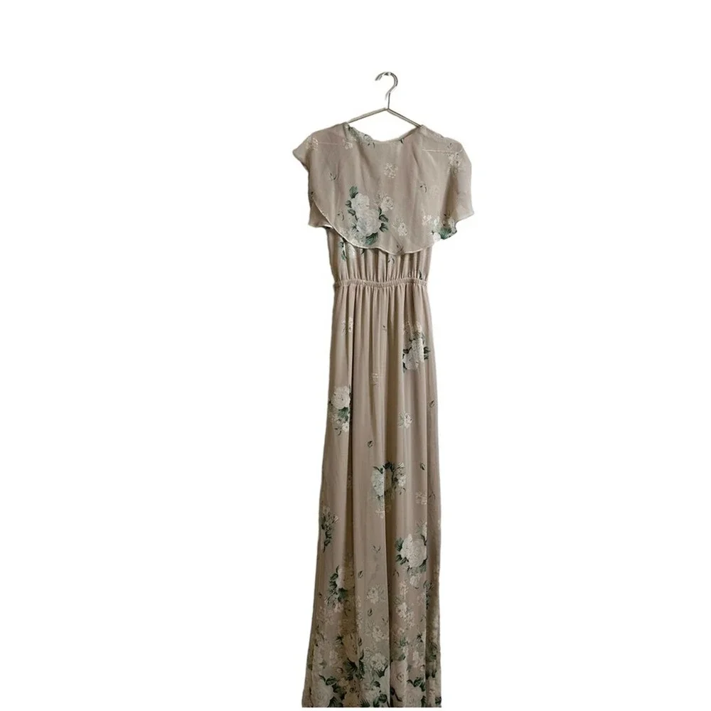 Show me your Mumu Maxi Dress Empire Waist V-neck Short Sleeve Floral Cream M - Picture 5 of 13